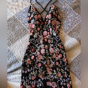 Floral beaded Black Dress